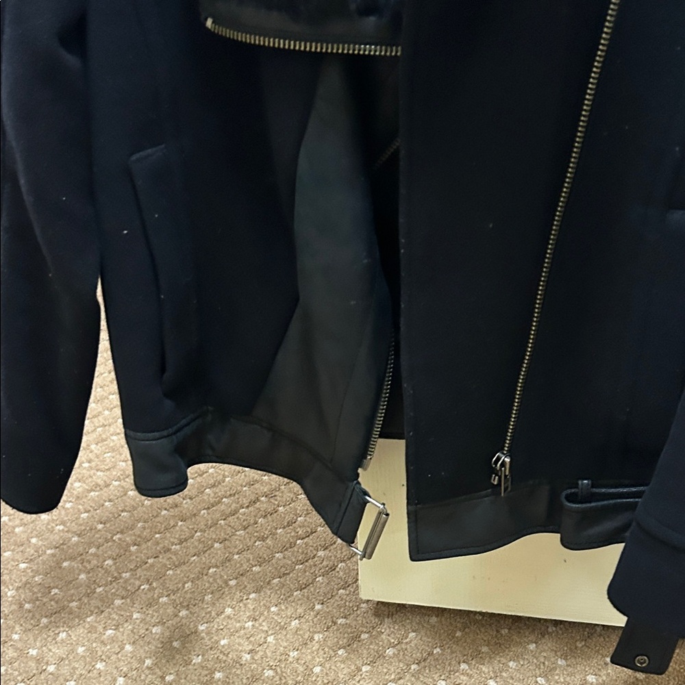 Helmut Lang Black Bomber Jacket with Faux Fur Collar wool size s - Picture 4 of 4